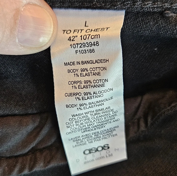 Asos Womens Trucker Black Denim Jean Jacket Sz L Front Medal Button Pockets - Picture 12 of 12